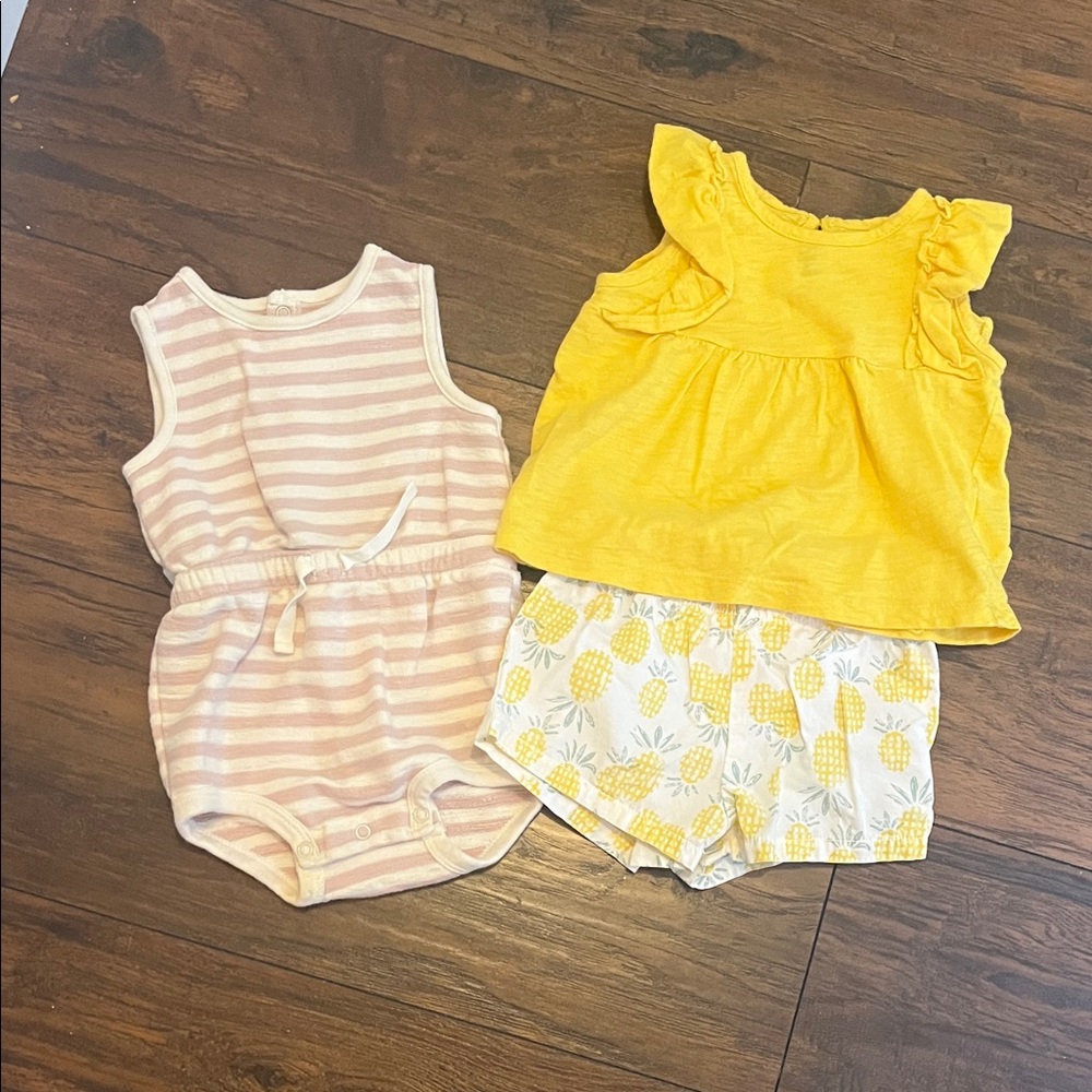Summer Bundle 2 Baby Girl Outfits.  Carter and Little Planet Organic